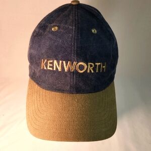 KENWORTH STRAPBACK ADJUSTABLE BLUE & BEIGE HAT TRUCKS TRUCKING EXC COND A21